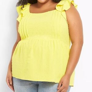 Lane Bryant Square Neck Ruffle Cap Sleeve Babydoll Top Size 20